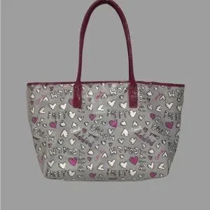 Coach | Bags | Coach Poppy Hearts Graffiti Tote Gray Polysatin